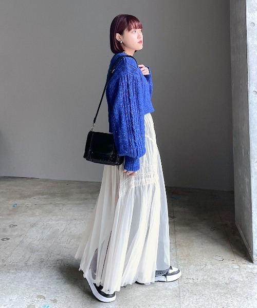 PAGEBOY(ページボーイ)の「チュールシャーリングスカート(スカート・レディース・ホワイト系その他/ブラック系その他/グレー系その他・FREE)」の8枚目の写真