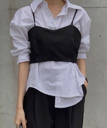 DAY CLOSET | レディース バックリボンビスチェ風ベスト+2WAYストライプシャツ 2点セット(シャツ/ブラウス)