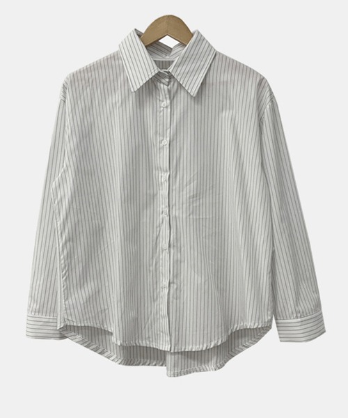 DAY CLOSET(デイ クローゼット)の「レディース バックリボンビスチェ風ベスト+2WAYストライプシャツ 2点セット(シャツ/ブラウス・レディース・ブラック・S/L/XL/M)」の12枚目の写真