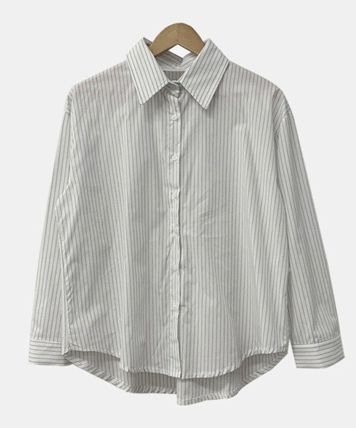 DAY CLOSET(デイ クローゼット)の「レディース バックリボンビスチェ風ベスト+2WAYストライプシャツ 2点セット(シャツ/ブラウス・レディース・ブラック・S/L/XL/M)」の15枚目の写真