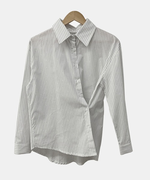 DAY CLOSET(デイ クローゼット)の「レディース バックリボンビスチェ風ベスト+2WAYストライプシャツ 2点セット(シャツ/ブラウス・レディース・ブラック・S/L/XL/M)」の16枚目の写真