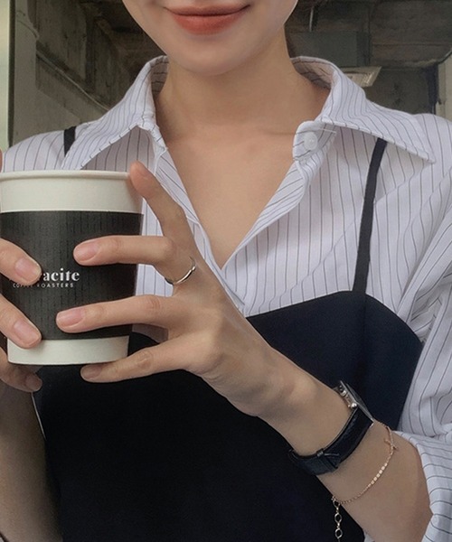 DAY CLOSET(デイ クローゼット)の「レディース バックリボンビスチェ風ベスト+2WAYストライプシャツ 2点セット(シャツ/ブラウス・レディース・ブラック・S/L/XL/M)」の17枚目の写真