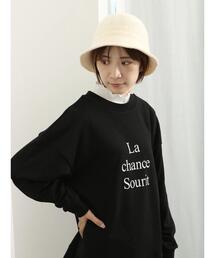 Samansa Mos2 blue | 裏毛ロゴスウェット(Tシャツ/カットソー)