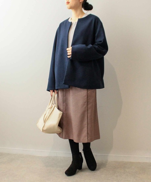 fleur by mint breeze(フルールバイミントブリーズ)の「【L~5L 大きいサイズ】千鳥柄 Aラインスカート ひざ下丈(スカート・レディース・オレンジ/ブラウン・L/LL/3L/4L/5L)」の11枚目の写真