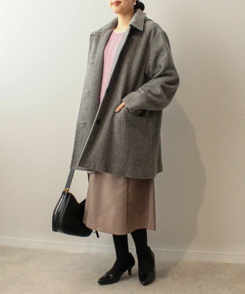 fleur by mint breeze(フルールバイミントブリーズ)の「【L~5L 大きいサイズ】千鳥柄 Aラインスカート ひざ下丈(スカート・レディース・オレンジ/ブラウン・L/LL/3L/4L/5L)」の5枚目の写真