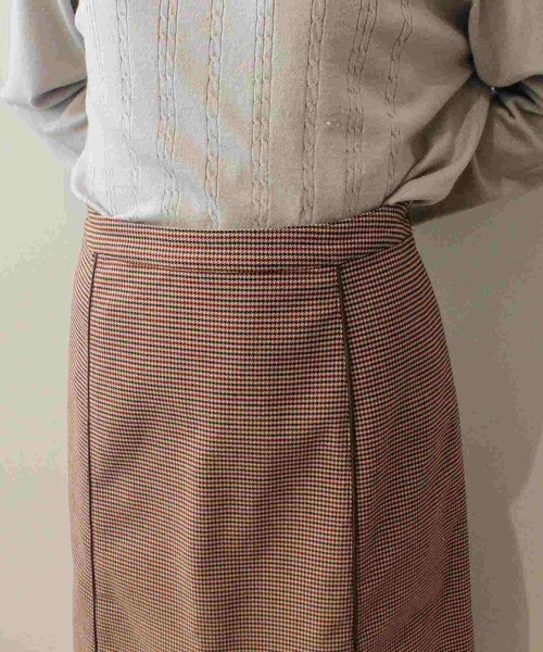 fleur by mint breeze(フルールバイミントブリーズ)の「【L~5L 大きいサイズ】千鳥柄 Aラインスカート ひざ下丈(スカート・レディース・オレンジ/ブラウン・L/LL/3L/4L/5L)」の14枚目の写真
