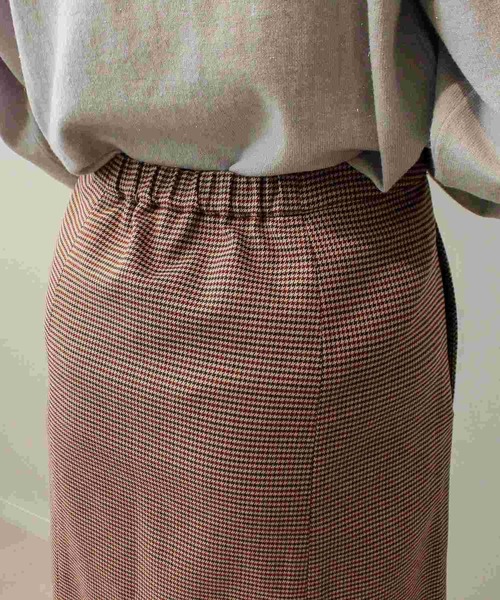 fleur by mint breeze(フルールバイミントブリーズ)の「【L~5L 大きいサイズ】千鳥柄 Aラインスカート ひざ下丈(スカート・レディース・オレンジ/ブラウン・L/LL/3L/4L/5L)」の15枚目の写真