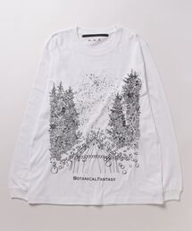 「BOTANICAL FANTASY」線画プリント ロングスリーブTシャツ