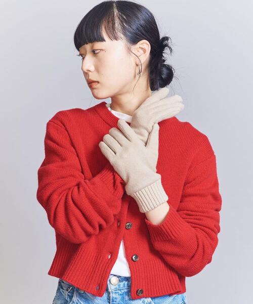 BEAUTY&YOUTH UNITED ARROWS（ビューティーアンドユースユナイテッドアローズ）の「ジャージー リブ グローブ  -スマートフォン対応-（手袋・レディース・ブラック/ベージュ/グレー・FREE）」の7枚目の写真