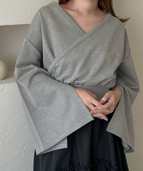 apres jour clair（アプレジュールクレア）の「【apres jour clair】2WAYカシュクールスウェット【ZOZOTOWN限定アイテム】（スウェット・レディース・グレー/ブラック/ボルドー・X-LARGE/フリー）」の2枚目の写真