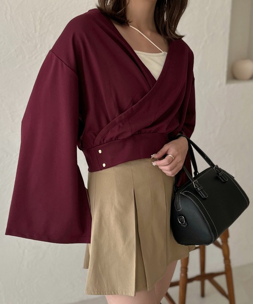 apres jour clair（アプレジュールクレア）の「【apres jour clair】2WAYカシュクールスウェット【ZOZOTOWN限定アイテム】（スウェット・レディース・グレー/ブラック/ボルドー・X-LARGE/フリー）」の7枚目の写真
