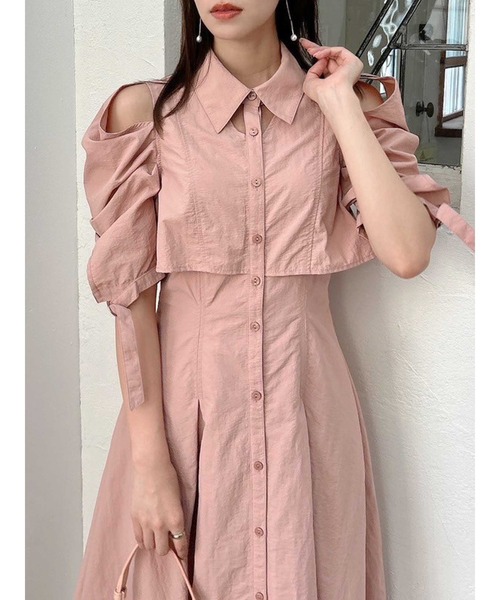 dazzlin(ダズリン)の「カットアウトシャツワンピース(シャツワンピース・レディース・グリーン/オフホワイト/ブラック/オレンジ・SMALL/MEDIUM)」の8枚目の写真