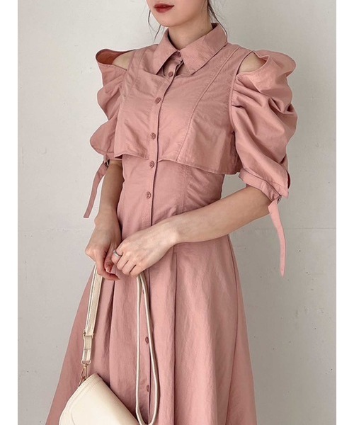 dazzlin(ダズリン)の「カットアウトシャツワンピース(シャツワンピース・レディース・グリーン/オフホワイト/ブラック/オレンジ・SMALL/MEDIUM)」の12枚目の写真