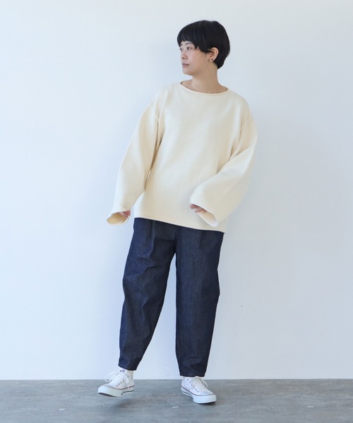 yuni（ユニ ）の「○ガスコットン裏毛編み スクエアニットプル
