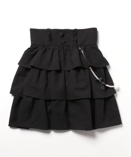 Ank Rouge（アンクルージュ）の「パールチェーンティアードスカート（スカート・レディース・ピンク/A/ブラック・M）」の5枚目の写真