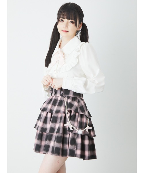 Ank Rouge（アンクルージュ）の「パールチェーンティアードスカート（スカート・レディース・ピンク/A/ブラック・M）」の17枚目の写真