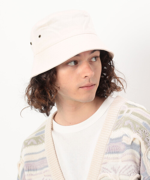 Purple&Yellow（パープルアンドイエロー）の「コットンツイルバケットハット（ハット・メンズ・アイボリー/ブラック・FREE）」の2枚目の写真