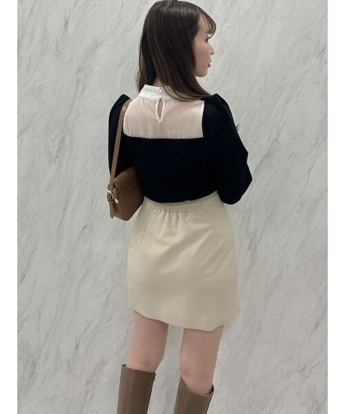 dazzlin（ダズリン）の「シアーボウタイニットトップス（ニット/セーター・レディース・ブラック/オフホワイト/グレー・FREE）」の6枚目の写真