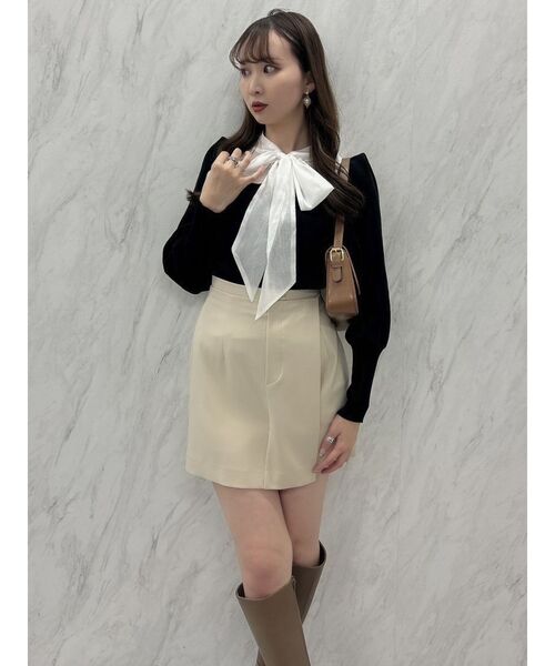 dazzlin（ダズリン）の「シアーボウタイニットトップス（ニット/セーター・レディース・ブラック/オフホワイト/グレー・FREE）」の7枚目の写真