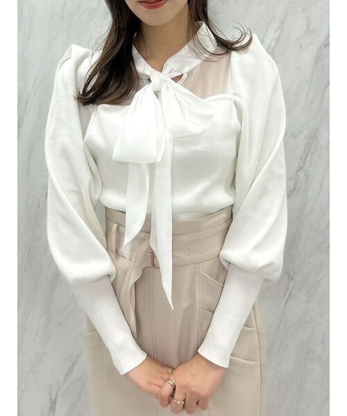 dazzlin（ダズリン）の「シアーボウタイニットトップス（ニット/セーター・レディース・ブラック/オフホワイト/グレー・FREE）」の17枚目の写真