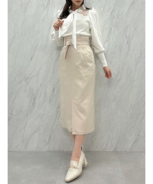 dazzlin（ダズリン）の「シアーボウタイニットトップス（ニット/セーター・レディース・ブラック/オフホワイト/グレー・FREE）」の19枚目の写真