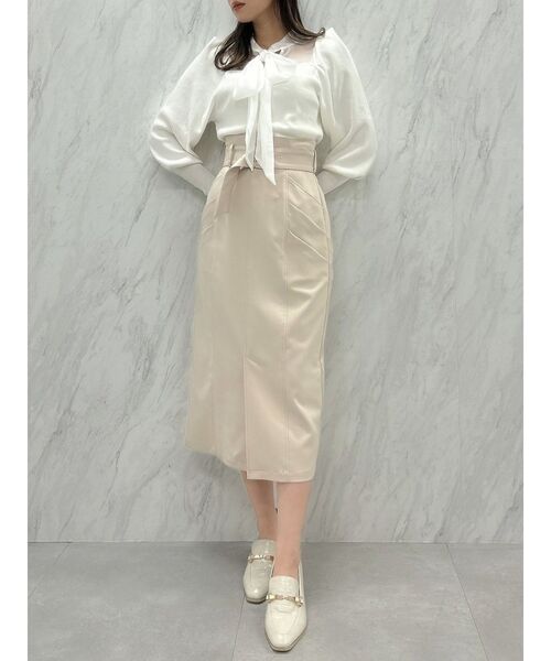 dazzlin（ダズリン）の「シアーボウタイニットトップス（ニット/セーター・レディース・ブラック/オフホワイト/グレー・FREE）」の20枚目の写真