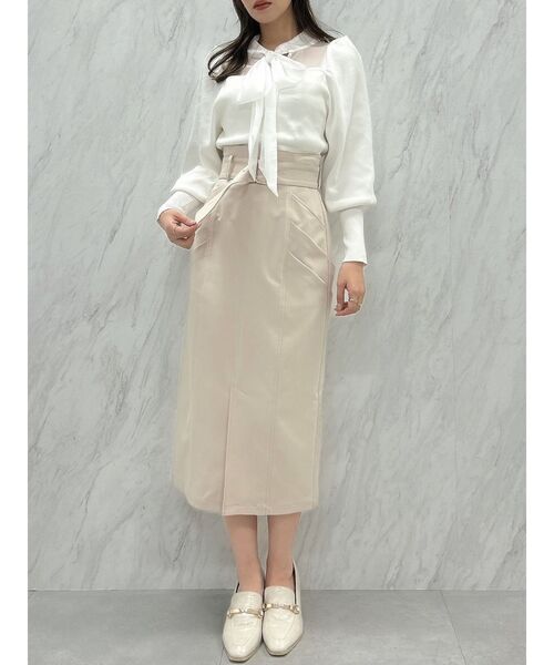 dazzlin（ダズリン）の「シアーボウタイニットトップス（ニット/セーター・レディース・ブラック/オフホワイト/グレー・FREE）」の21枚目の写真