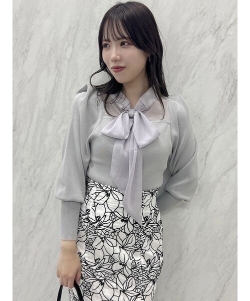 dazzlin（ダズリン）の「シアーボウタイニットトップス（ニット/セーター・レディース・ブラック/オフホワイト/グレー・FREE）」の22枚目の写真