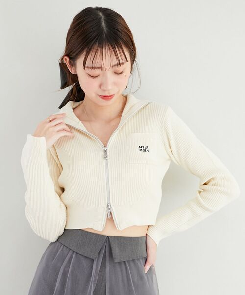 MAJESTIC LEGON(マジェスティックレゴン)の「カラフルWZIPニット(ニット/セーター・レディース・ネイビー/イエロー/ピンク/アイボリー/ブルー・MEDIUM)」の10枚目の写真