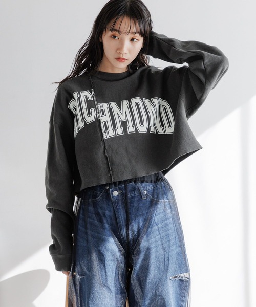 LOWRYS FARM（ローリーズファーム）の「リメイクフウショートウラケＬＳ　990266（スウェット・レディース・チャコールグレー/グレー/ブルー/アイボリー・FREE）」の3枚目の写真