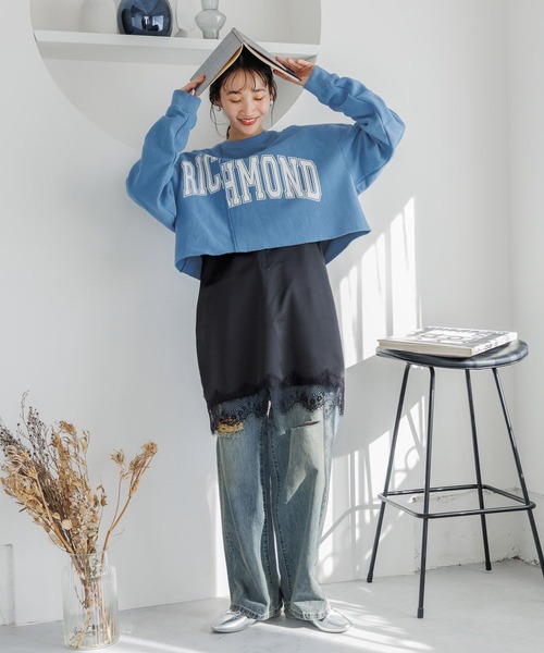 LOWRYS FARM（ローリーズファーム）の「リメイクフウショートウラケＬＳ　990266（スウェット・レディース・チャコールグレー/グレー/ブルー/アイボリー・FREE）」の15枚目の写真