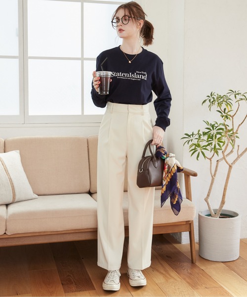 ANGIE（アンジー）の「オーバーサイズ ロゴ 刺繍 ロンT（Tシャツ/カットソー・レディース・ネイビー×ホワイト/ブラック×ホワイト/アッシュグレー/ホワイト×ブラック・X-LARGE/MEDIUM/LARGE/SMALL）」の19枚目の写真