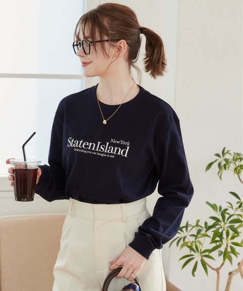 ANGIE（アンジー）の「オーバーサイズ ロゴ 刺繍 ロンT（Tシャツ