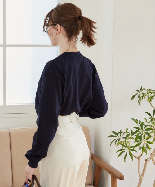 【新品タグ付き】CULLNI ロゴ刺繍 オーバーサイズロンT サイズ2 forksy.】スプレー加工ロゴ刺繍オーバーサイズロンT forksy