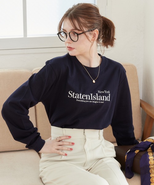 ANGIE（アンジー）の「オーバーサイズ ロゴ 刺繍 ロンT（Tシャツ