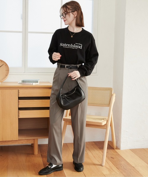 ANGIE（アンジー）の「オーバーサイズ ロゴ 刺繍 ロンT（Tシャツ/カットソー・レディース・ネイビー×ホワイト/ブラック×ホワイト/アッシュグレー/ホワイト×ブラック・X-LARGE/MEDIUM/LARGE/SMALL）」の18枚目の写真