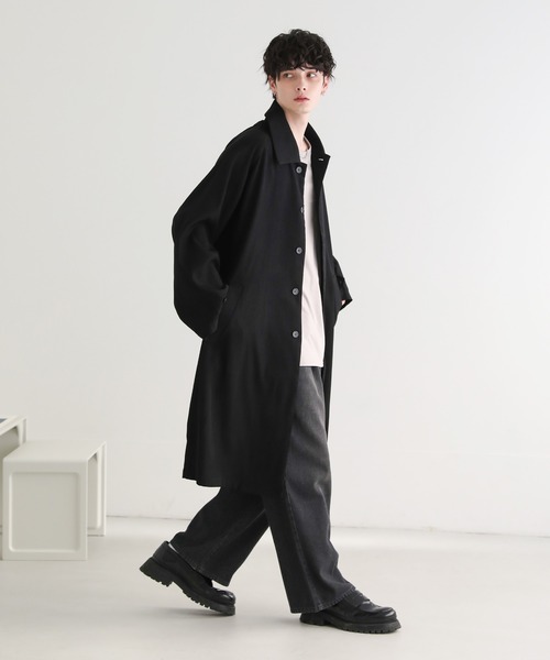 ASTRONOMY（アストロノミー）の「ドレープとろみラグランTRステンカラーコート（ステンカラーコート・メンズ・ブラック/モカ/チャコール/ライトベージュ・L/XL/S/M）」の15枚目の写真