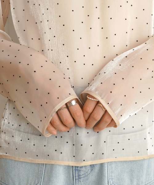 Bab（バブ）の「【オケージョンドレス/結婚式/SET ITEM】フロッキードットブラウス（シャツ/ブラウス・レディース・ブラック/アイボリー/チャコールグレー/ベージュ・M）」の21枚目の写真