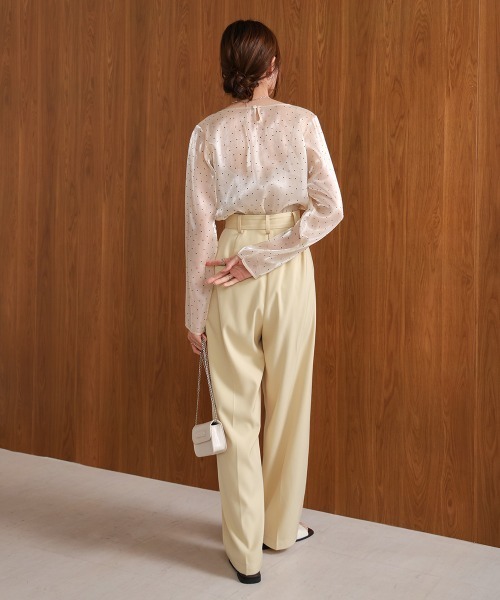 Bab（バブ）の「【オケージョンドレス/結婚式/SET ITEM】フロッキードットブラウス（シャツ/ブラウス・レディース・ブラック/アイボリー/チャコールグレー/ベージュ・M）」の10枚目の写真