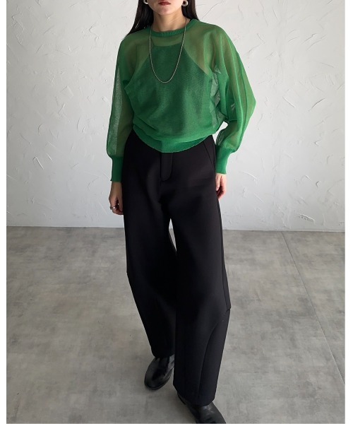 leimn（レイムン）の「シアードルマントップス（Tシャツ/カットソー・レディース・ブラック/グリーン・M）」の11枚目の写真