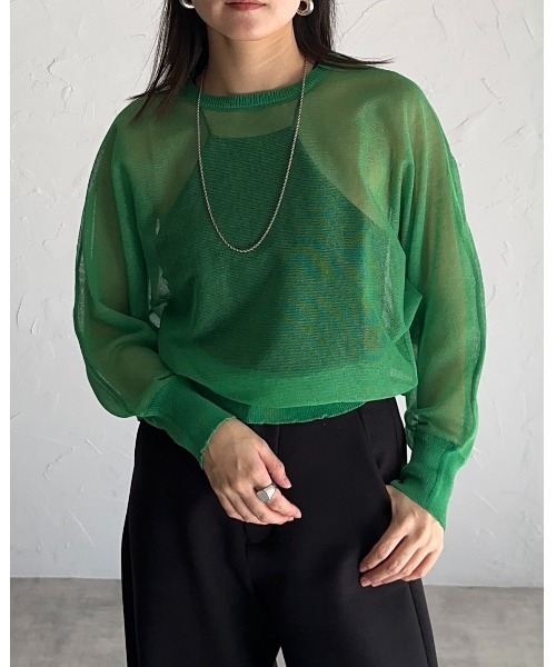 leimn（レイムン）の「シアードルマントップス（Tシャツ/カットソー・レディース・ブラック/グリーン・M）」の9枚目の写真