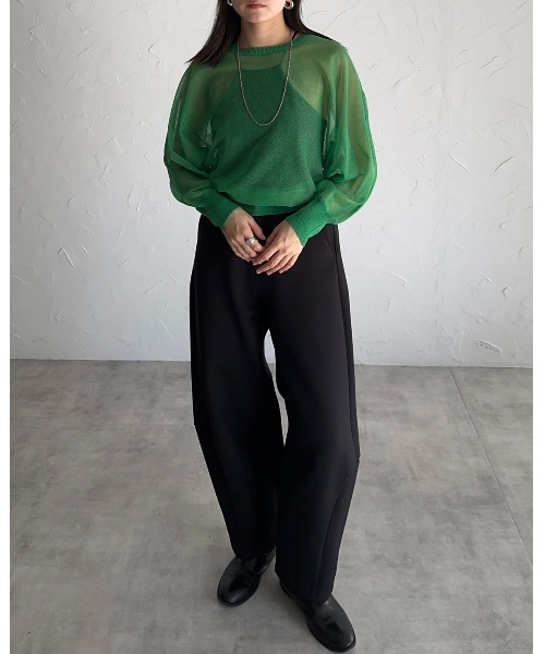 leimn（レイムン）の「シアードルマントップス（Tシャツ/カットソー・レディース・ブラック/グリーン・M）」の13枚目の写真