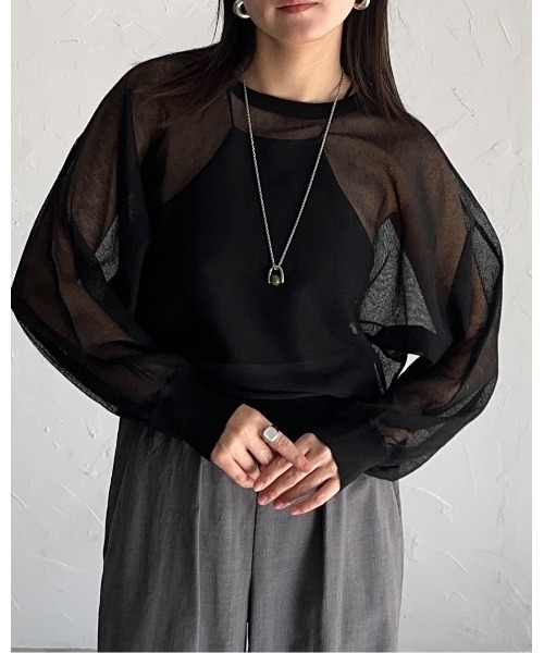 leimn（レイムン）の「シアードルマントップス（Tシャツ/カットソー・レディース・ブラック/グリーン・M）」の4枚目の写真