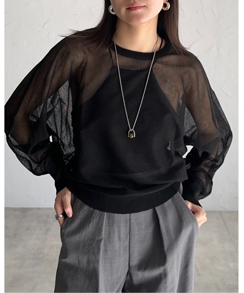 leimn（レイムン）の「シアードルマントップス（Tシャツ/カットソー・レディース・ブラック/グリーン・M）」の8枚目の写真