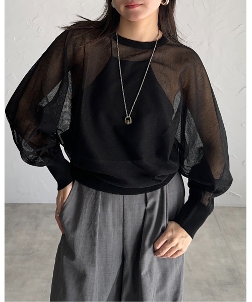leimn（レイムン）の「シアードルマントップス（Tシャツ/カットソー・レディース・ブラック/グリーン・M）」の14枚目の写真