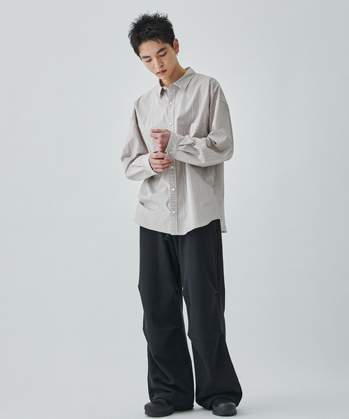 MATSUFUJI(マツフジ)の「【MATSUFUJI/マツフジ】Wide Sweat Pants(スウェットパンツ・メンズ・ブラック/ライトグレー/レッド・2/3)」の4枚目の写真