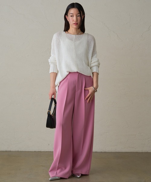 LOUNGEDRESS(ラウンジドレス)の「タックワイドパンツ2(スラックス・レディース・アイボリー/ピンク/ネイビー・SMALL/MEDIUM)」の6枚目の写真