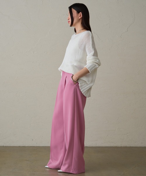 LOUNGEDRESS(ラウンジドレス)の「タックワイドパンツ2(スラックス・レディース・アイボリー/ピンク/ネイビー・SMALL/MEDIUM)」の5枚目の写真