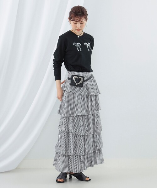 Ray BEAMS（レイビームス）の「Available Today × Ray BEAMS / 別注 パール リボン ロングスリーブ Tシャツ（Tシャツ/カットソー・レディース・ブラック・ONE SIZE）」の3枚目の写真