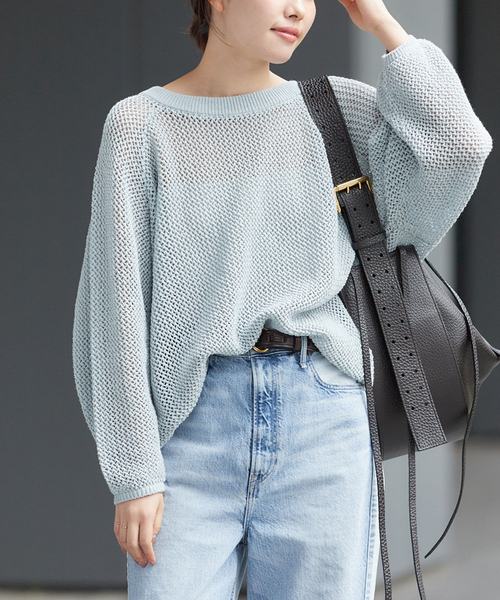 plage（プラージュ）の「Openwork Pattern ニット（ニット/セーター・レディース・アイボリー/ブラック/サックスブルー・FREE）」の7枚目の写真